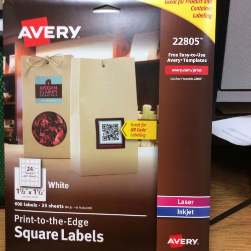 Avery® Easy Peel® TrueBlock® Inkjet/Laser Matte White Square Labels, 1 1/2&#034; x 1