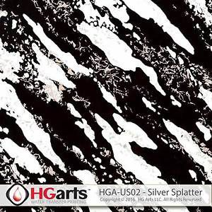 Hydrographic film (5sqm/roll) water transfer film | silver splatter by hg arts for sale