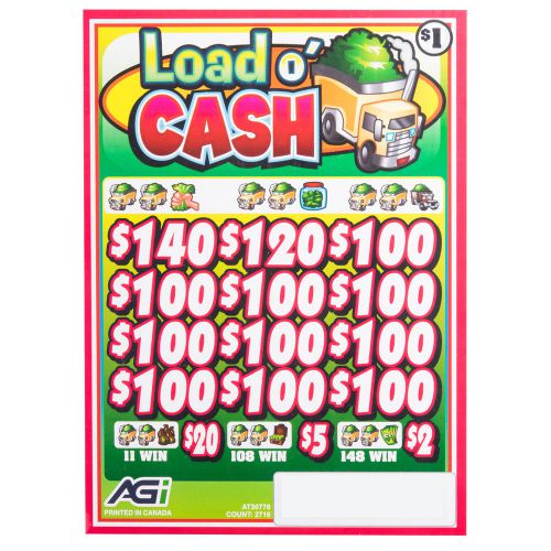 &#034;Load O&#039; Cash&#034; 3 Window Pull Tab Tickets - 2716 Tickets per Deal - Payout: $2316