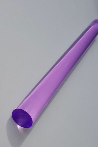 Clear purple translucent acrylic plexiglass lucite rod 1” diameter 12” inch long for sale
