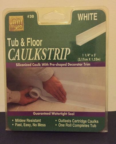 NEW Myro Tub and Floor Caulkstrip, white 1 1/4&#034; x 5 ft, siliconized caulk w trim
