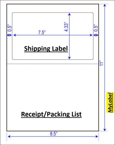 800 Half Sheet  Shipping Label  w/ receipt