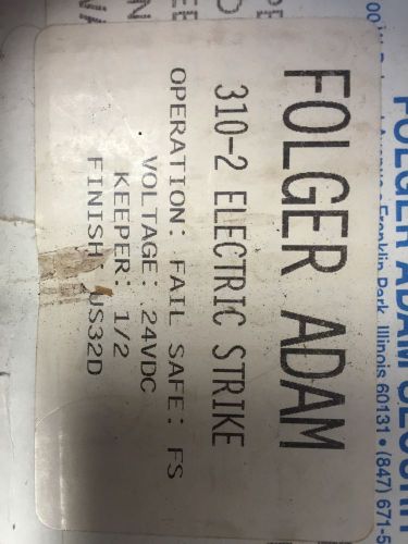 New Folger Adam Security 310-2 24V US32D 1/2&#034; Keeper Fail Safe Electric Strike