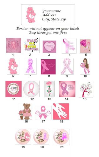 30 Personalized Address Labels Breast Cancer Think Pink Buy 3 get 1 free(bt3)