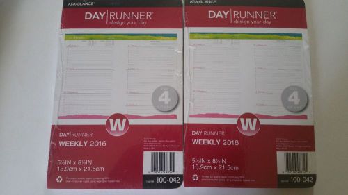 2 At-A-Glance Day Runner Weekly 2016 Calendar Planner Refill 5.5 x 8.5 #100-042