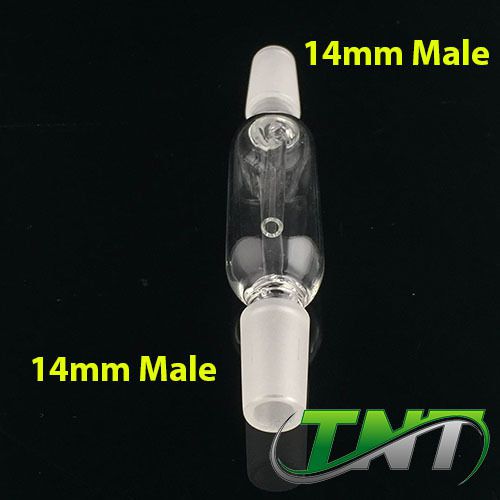 14mm Male to 14mm Male Condensor Recycler Adapter Connector Clear Glass (LG-02)
