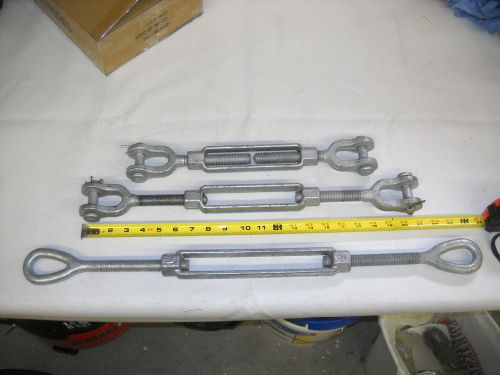 (2) 3/4&#034; x 6&#034; jaw to jaw galvanized forged turnbuckle and (1) 8&#034; eye to eye for sale