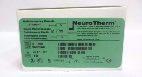 New, NEUROTHERM Radiofrequency Cannula STRAIGHT 5cm/5mm/22g #S-505, Box of 10