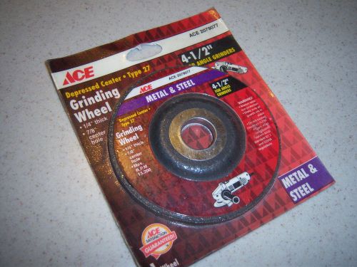 ACE 4-1/2&#034; GRINDING WHEEL METAL &amp; STEEL TYPE 27 NEW IN PACKAGE