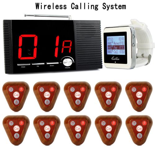 10 Restaurant Calling System Receiver Host+Watch Wrist Receiver+Buttons Wireless