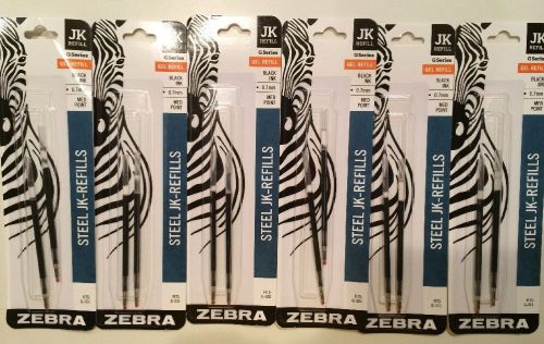 12 ZEBRA JK Refills G-301 Retractable Gel Ballpoint Pen 0.7mm Medium Point Black