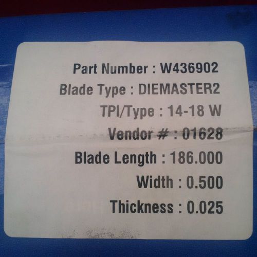 Lenox DIEMASTER2 Bandsaw Blade  186&#034; x .5&#034; x .025&#034;
