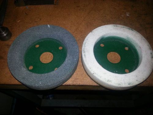 2-Carborundum GREEN,WHITE  Plate Mounted CARBIDE Wheels 6&#034; Dia 1 1/4&#034; Arbor