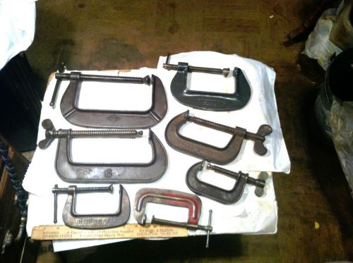 Vintage 7 c clamps sargent b &amp;c sears judd 6&#034;&amp; 4 3&#034; cap for sale