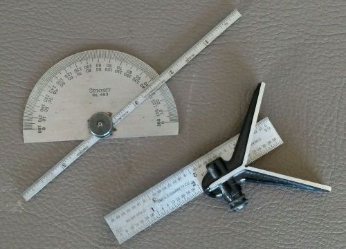 Starrett Protractor And 4&#034; Rule With Center Head