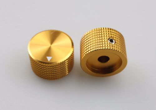 2 x Aluminum Hi-Fi Control Knob Set Screw Type 25mmDx15mmH Gold for 6mm Shaft