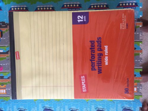 Office 600 STAPLES YELLOW Writing Note Pad 8.5 x 11.75&#034; , 12 x 50 Sheets 11301