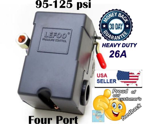 Lefoo Pressure Switch Control 90-125psi 4 Port Heavy Duty 26 Amp for Air Comp...