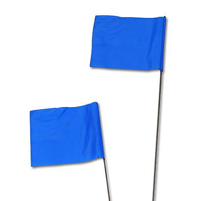 2-1/2&#034; x 3-1/2&#034; x 21&#034; Wire Construction Stake Flag - Blue (100 Flags)