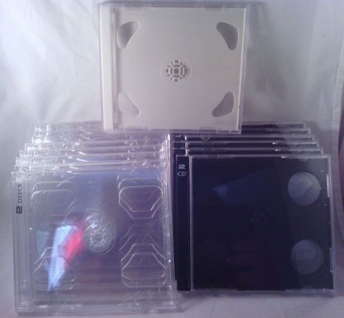 15 various design 10.4mm DOUBLE TRAY CD DVD JEWEL CASES HOLDS 2 DISC see pics