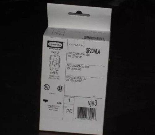 NEW IN BOX HUBBELL GF20WLA GFCI COMMERCIAL LED 20 AMP 125V WHITE RECEPTACLE