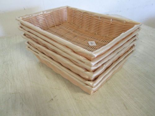 LOT OF (6) NEW TABLECRAFT COMMERCIAL NATURAL RECTANGULAR HANDWOVEN BASKETS