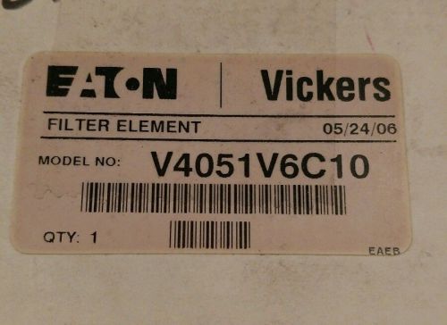 VICKERS Filters Eaton HYDRAULIC FILTER ELEMENT V4051V6C10  NOS