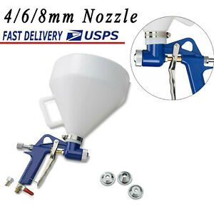 Spray Gun Air Hopper Paint Spraying Texture Gravity Feed Drywall 4/6/8mm Nozzle