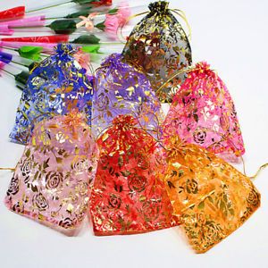 18*13CM 10x Jewelry Pouch Gift Bags Wedding Favors Organza Pouches Decoratio HH