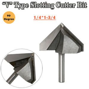 1/4*1-3/4 Woodworking Tool 90 Degree Router V-Groove Silver Supply Cutter