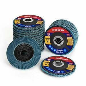 WORKPRO 20-Pack Flap Discs 4-1/2-inch Arbor Size 7/8-inch T29 Zirconia Abrasi...