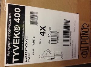 Dupoint Tyvek 400 Labcoat Size 4XL 30 Pack TY212SWH4X003000