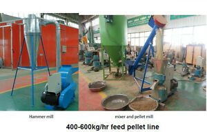 Small PELLET MILL line  600Kg/H for balanced animal feed- milling- mixing