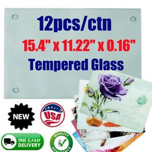 12/CTN 15.4&#034;x11.22&#034; Sublimation Blanks Tempered Glass Cutting Board Glossy