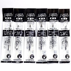 Uni-Ball Signo Extra Fine Point Gel Pen Refills Black Ink 0.28 mm Set of 6 Japan