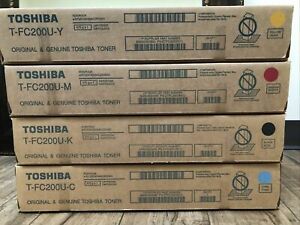 New Genuine TOSHIBA T-FC200U-C M Y K Full Color Toner Set.  Free Shipping!!!!!