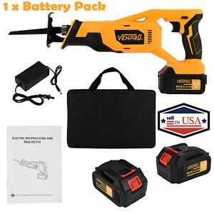 5 Blades Cordless Electric Reciprocating Saw Wood Metal Cutting Recip Hand Held