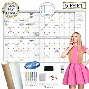 Large Dry Erase Wall Calendar 60&#034; x 38&#034; - Premium New Laminate - Blank Undate...