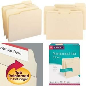Smead File Folder, Reinforced 1/3-Cut Tab, Letter Size, Manila, 100 Per Box (103