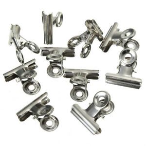 10 PC Mini Bulldog Letter Clips Steel Silver Paper L7R6. M Clip~ Binder Z8R4