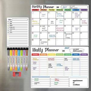 Hivillexun Dry Erase Calendar Whiteboard. Set of 3 Magnetic Calendars for Refrig