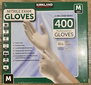 KIRKLAND Multipurpose Nitrile Exam GLOVES Powder Latex free Medium Size 400 PCS