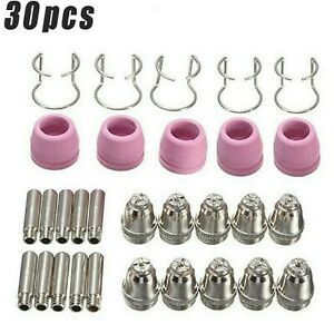30Pcs Plasma Cutter Torch Electrodes Tips Nozzles Cup Guide Kit For SG-55 AG-60