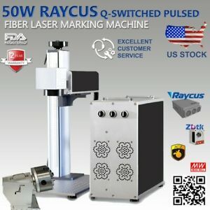 50W RAYCUS Fiber Laser Marking EZCAD 2 Lenses Hi-Speed Galvo Rotary#125 US Stock