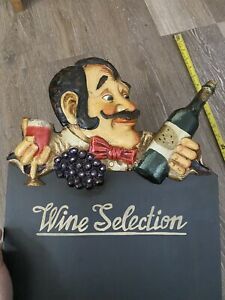 Vintage 3D Wine Selection Menu Chalk Board Wood Sign