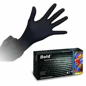 1000 Aurelia Bold Black Nitrile 5 mil Powder Free Examination Gloves (Medium) M