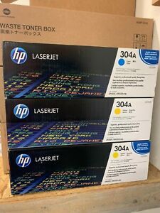 Genuine HP 304A Toner x3 Color Set Cyan Yellow x2 CC531A CC532A