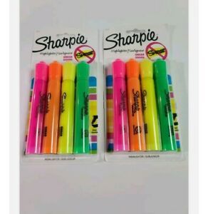 Sharpie Highlighter Markers Smear Guard Assorted Colors 4 Count Lot Of 2 Packs