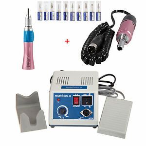 Dental Marathon Electric Micro Motor Polisher 35K rpm Straight 10*Burs Pink CAD