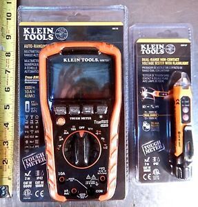 KLEIN TOOLS MM700 ELECTRICIAN&#039;S MULTIMETER &amp; NCVT-39 VOLTAGE TESTER SET - NEW